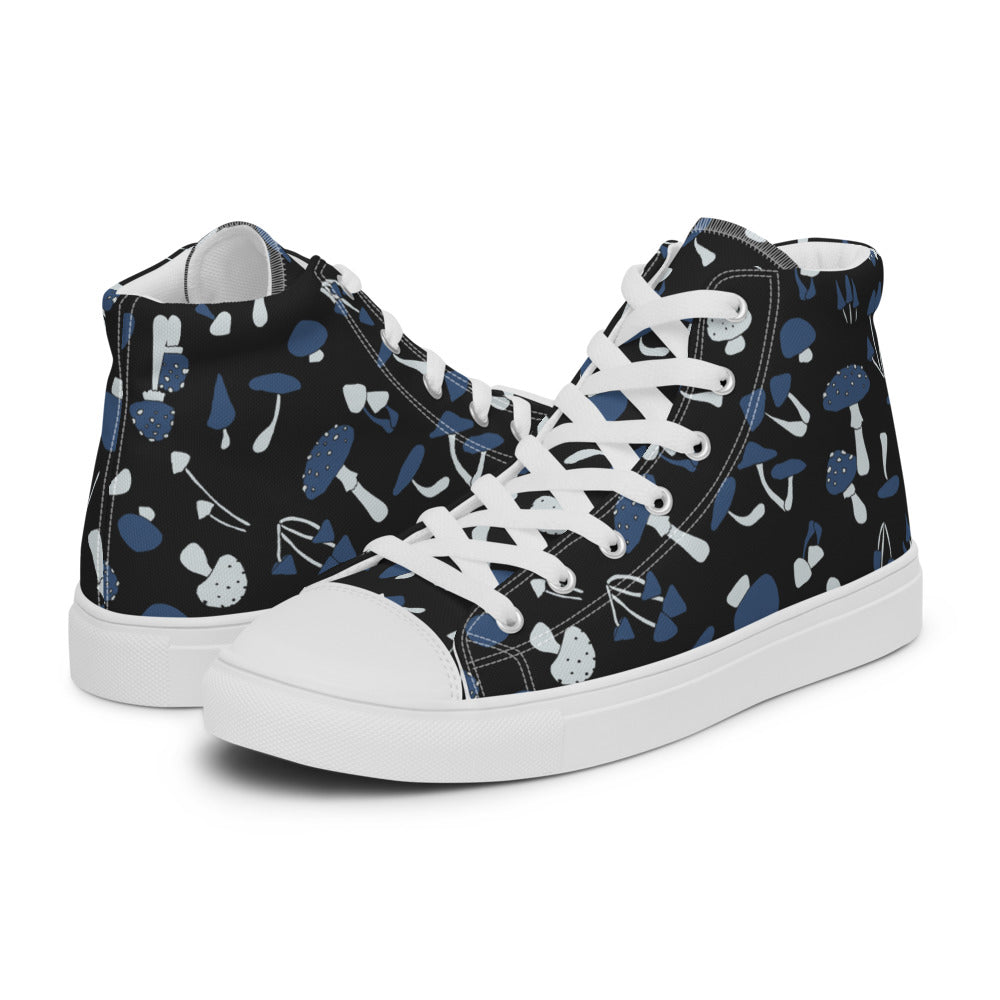 Blue Fungi Women’s high top canvas shoes, footwear, penny royal design, shop now, shoes, sneakers