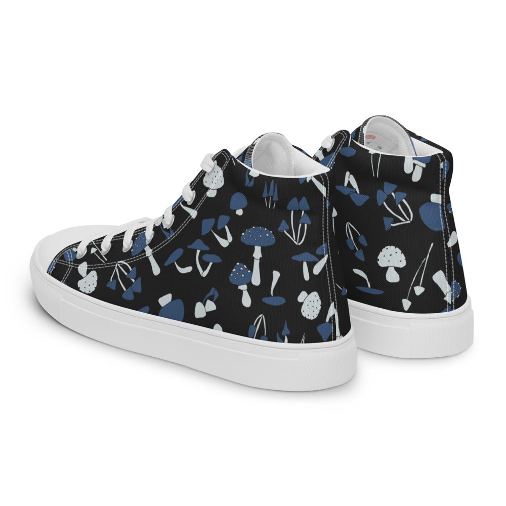 Blue Fungi Women’s high top canvas shoes, footwear, penny royal design, shop now, shoes, sneakers
