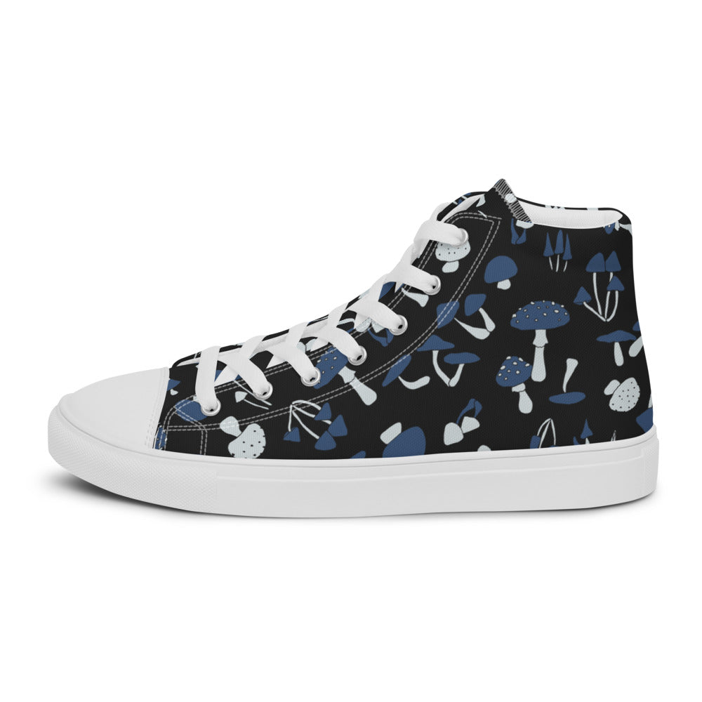 Blue Fungi Women’s high top canvas shoes, footwear, penny royal design, shop now, shoes, sneakers