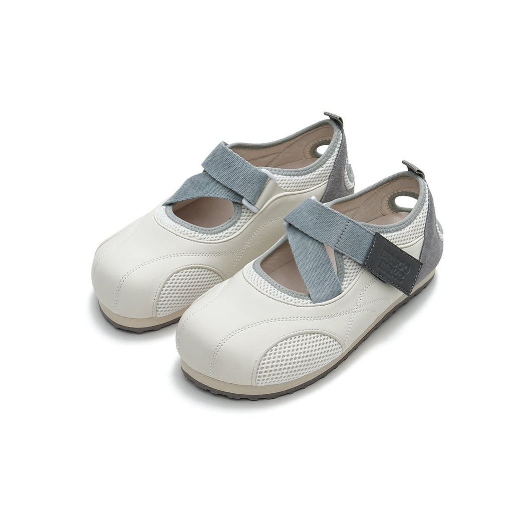 Women's Mesh Mary Jane Velcro Flats – Puff Toe Sport Shoes