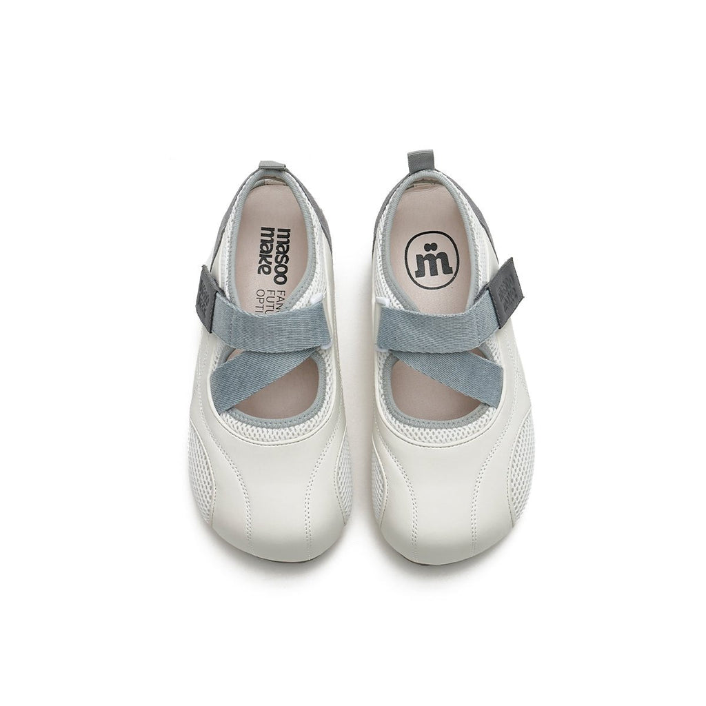 Women's Mesh Mary Jane Velcro Flats – Puff Toe Sport Shoes